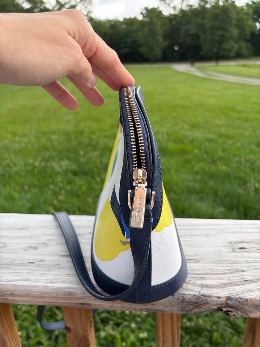 Kate Spade Sylvia Lemon Zest Half Medium Dome Crossbody Bag EUC Summer Spring - Picture 3 of 11